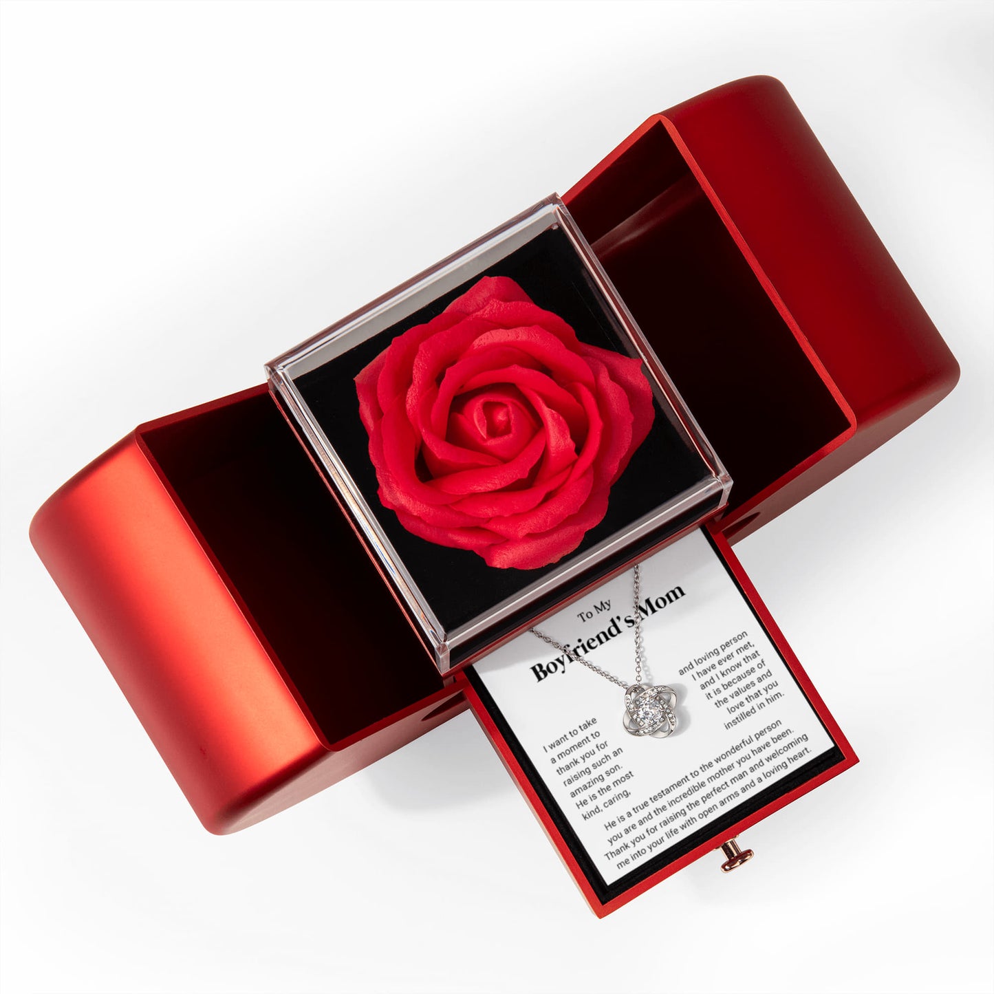 Boyfriend's Mom Preserved Rose Necklace Gift  Set