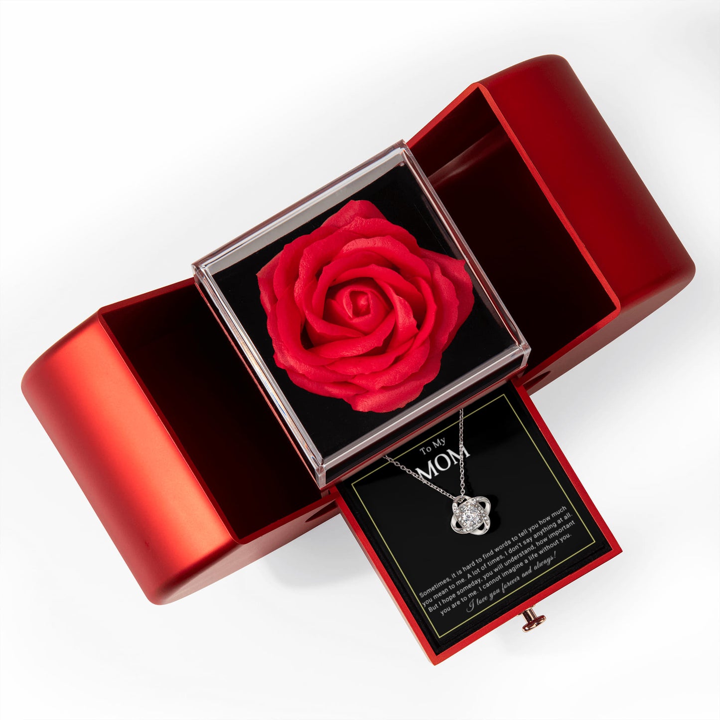 To My Mom Preserved Rose Necklace Gift  Set