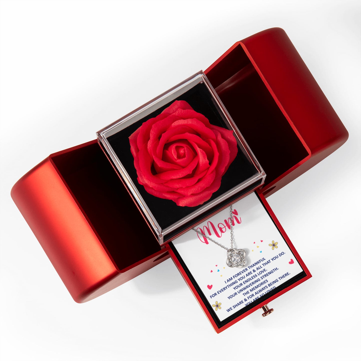 To My Mom Preserved Rose Necklace Gift  Set