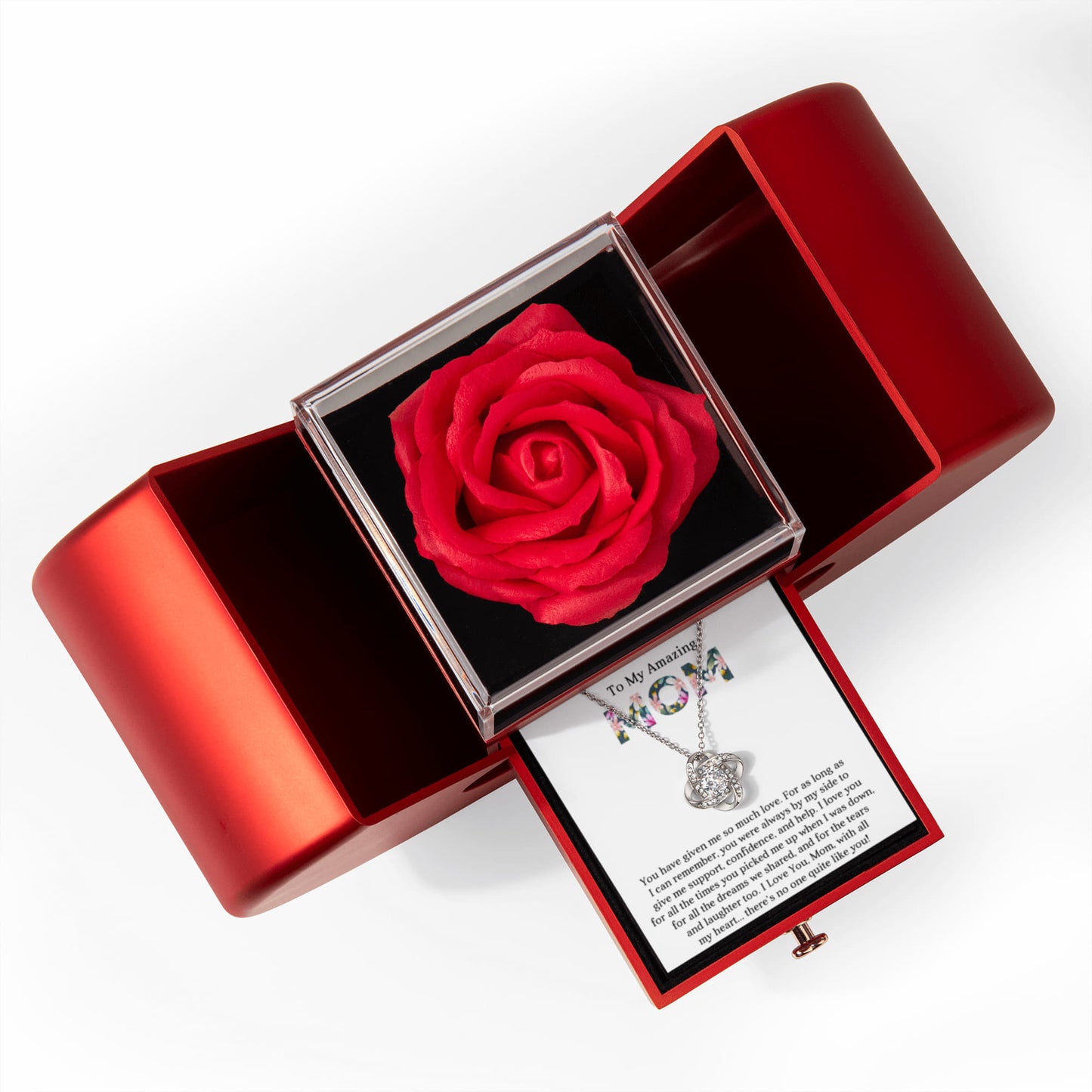 To My Mom Preserved Rose Necklace Gift  Set