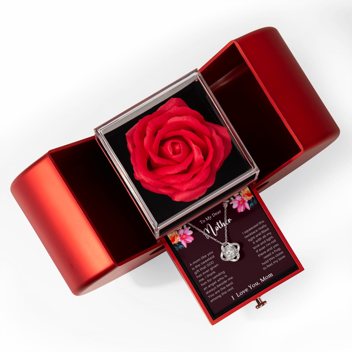 To My Mom Preserved Rose Necklace Gift  Set