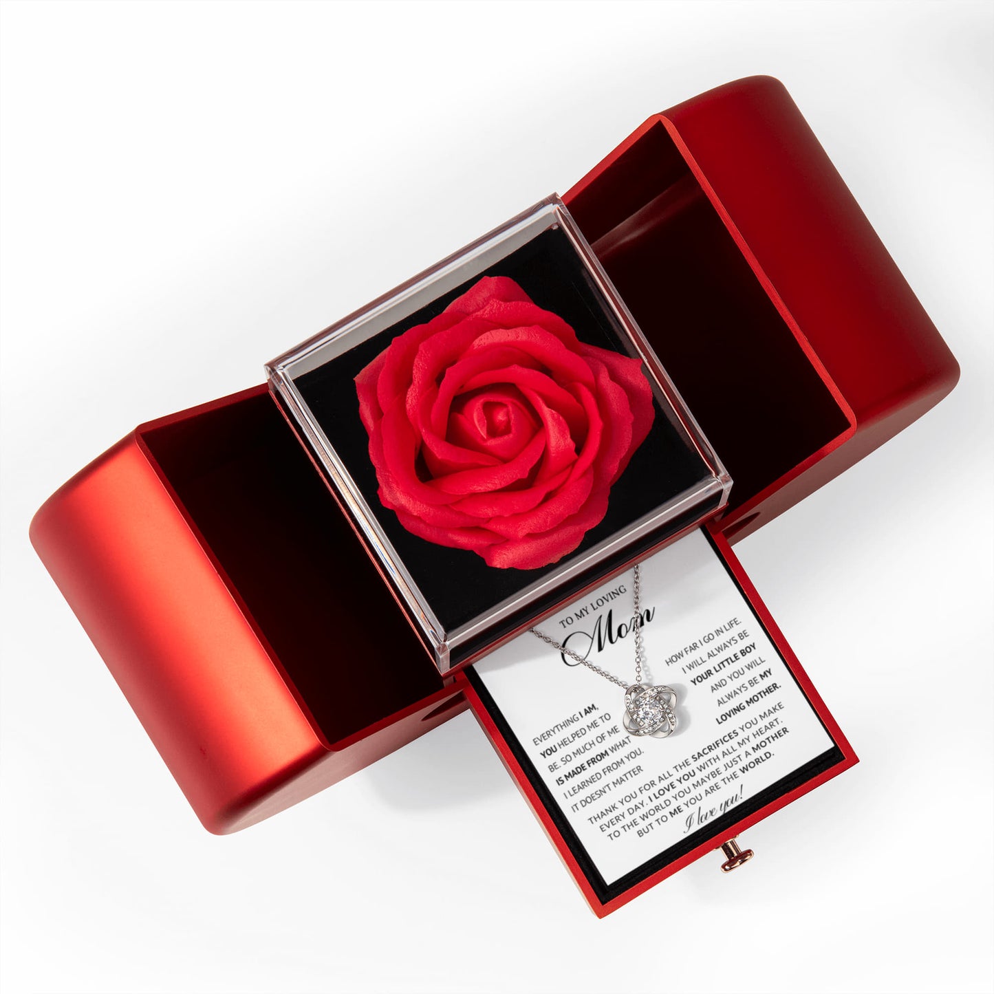 To My Mom Preserved Rose Necklace Gift  Set