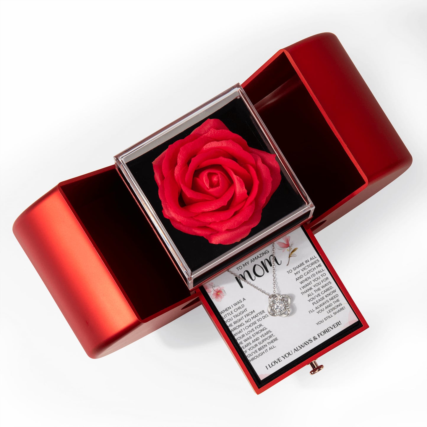 To My Mom Preserved Rose Necklace Gift  Set