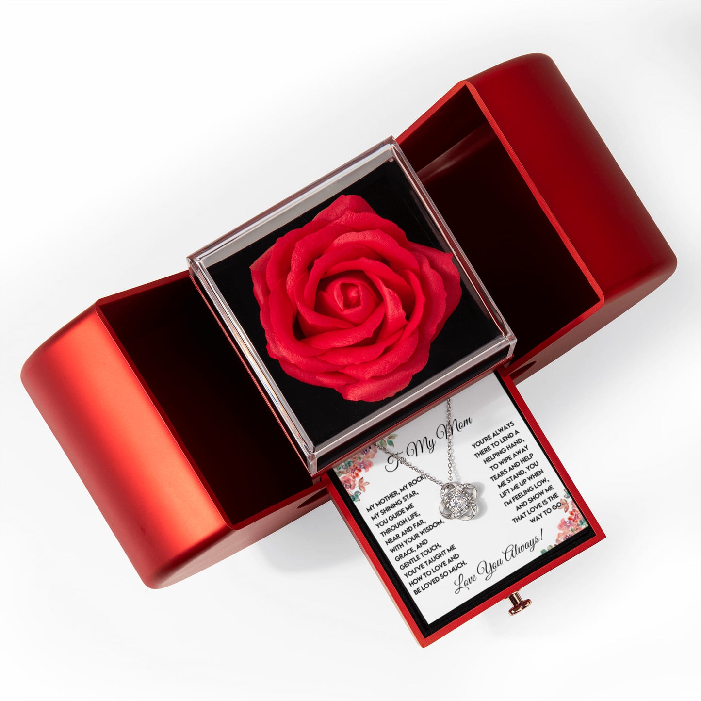 To My Mom Preserved Rose Necklace Gift  Set