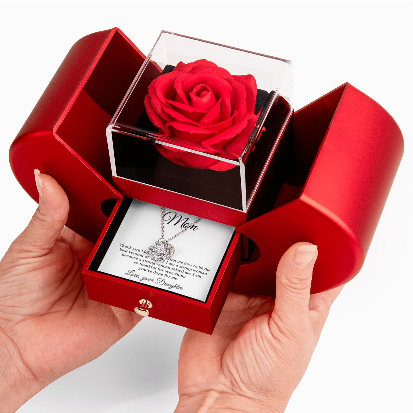 To My Mom Preserved Rose Necklace Gift  Set