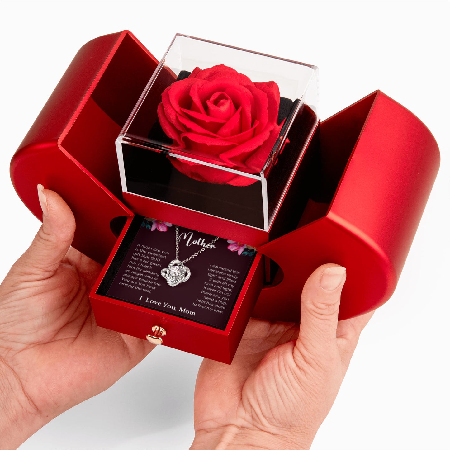To My Mom Preserved Rose Necklace Gift  Set