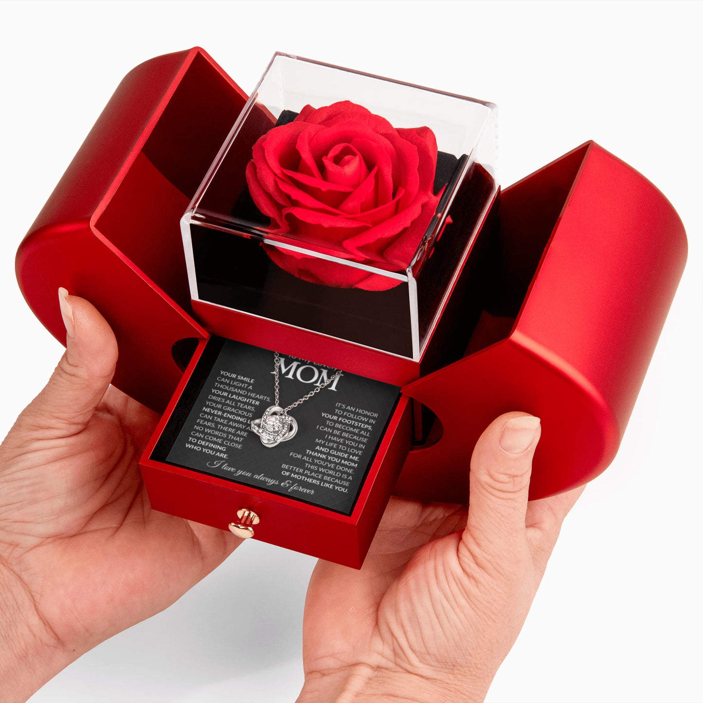 Mom Preserved Rose Necklace Gift  Set