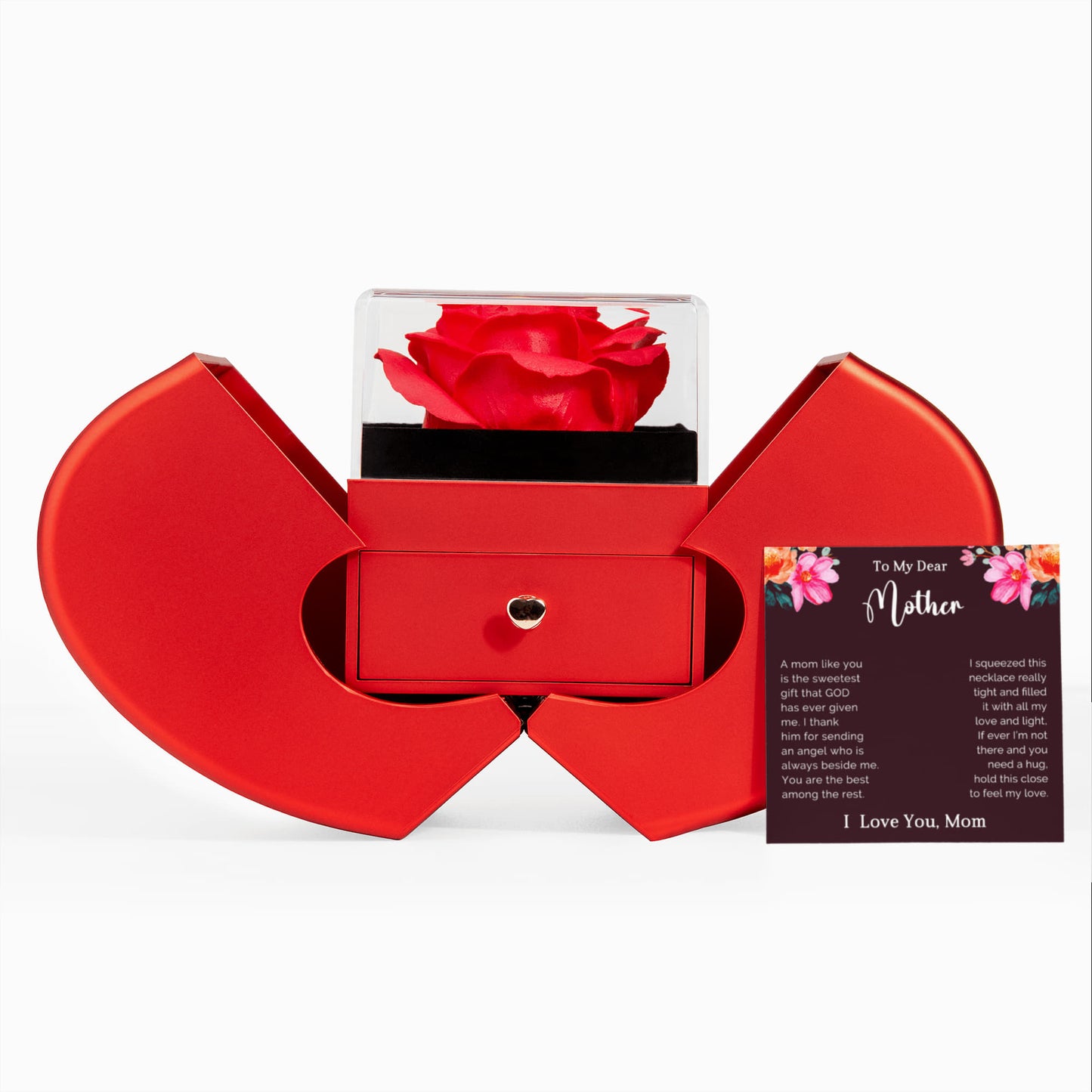 To My Mom Preserved Rose Necklace Gift  Set