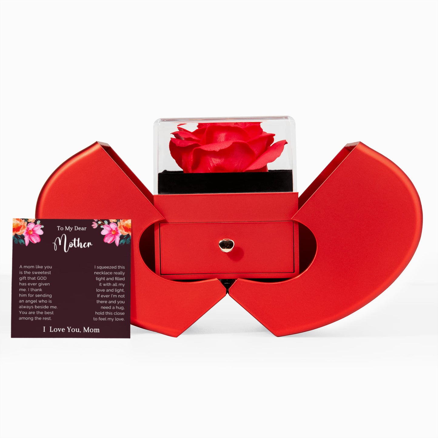 To My Mom Preserved Rose Necklace Gift  Set
