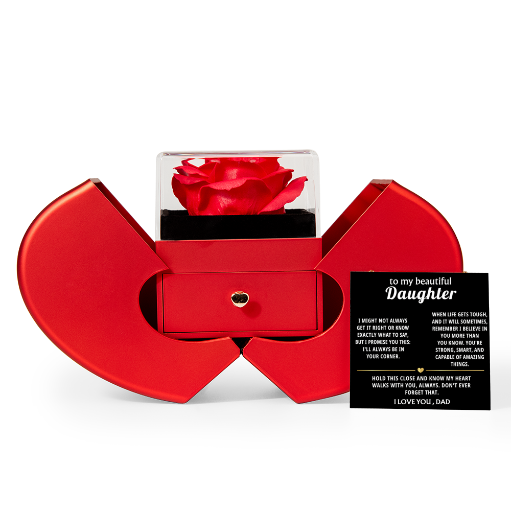 To My Beautiful Daughter Rose Box Gift Set with Love Knot Necklace