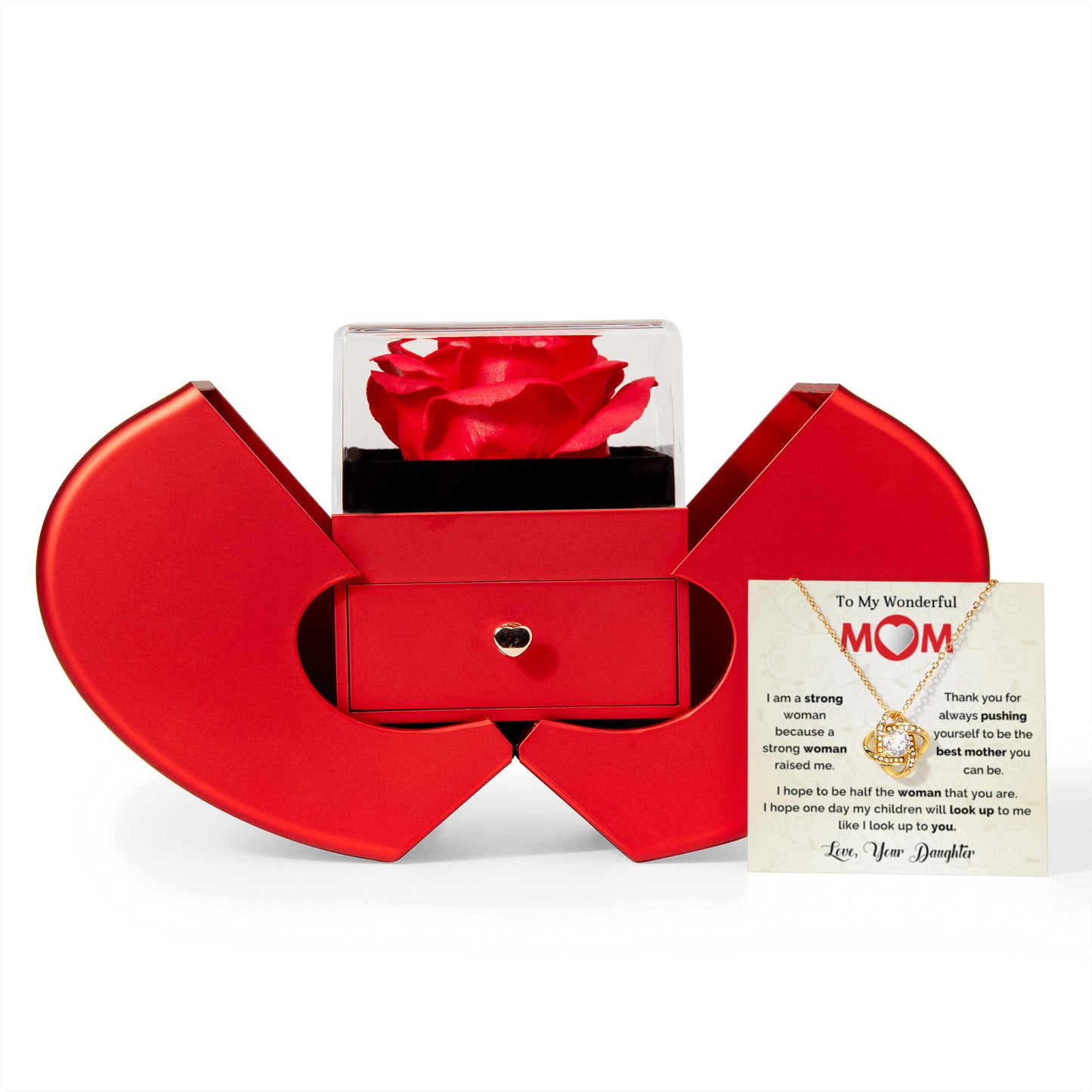 To My Mom Preserved Rose Necklace Gift  Set