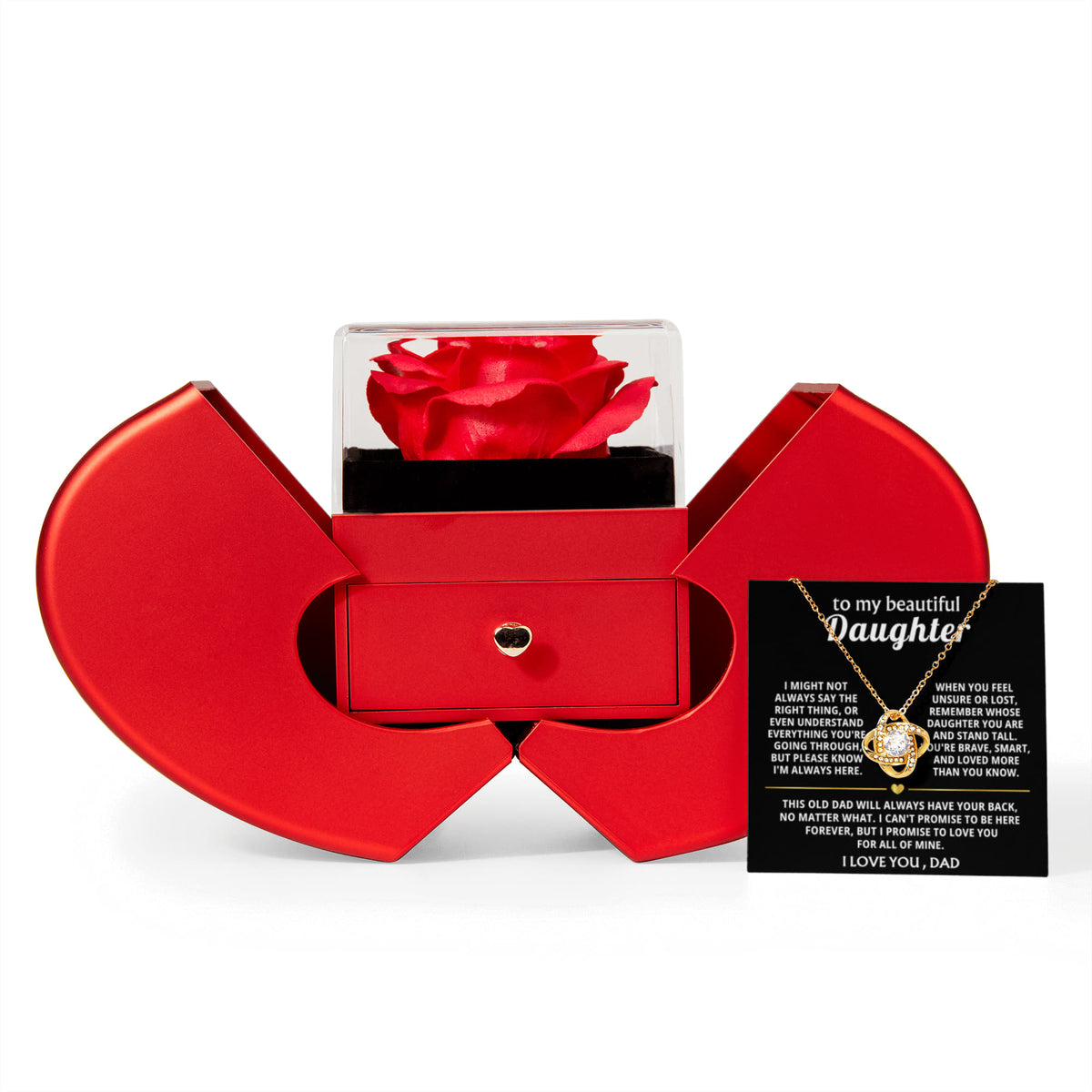 To My Beautiful Daughter Love Knot Necklace Gift