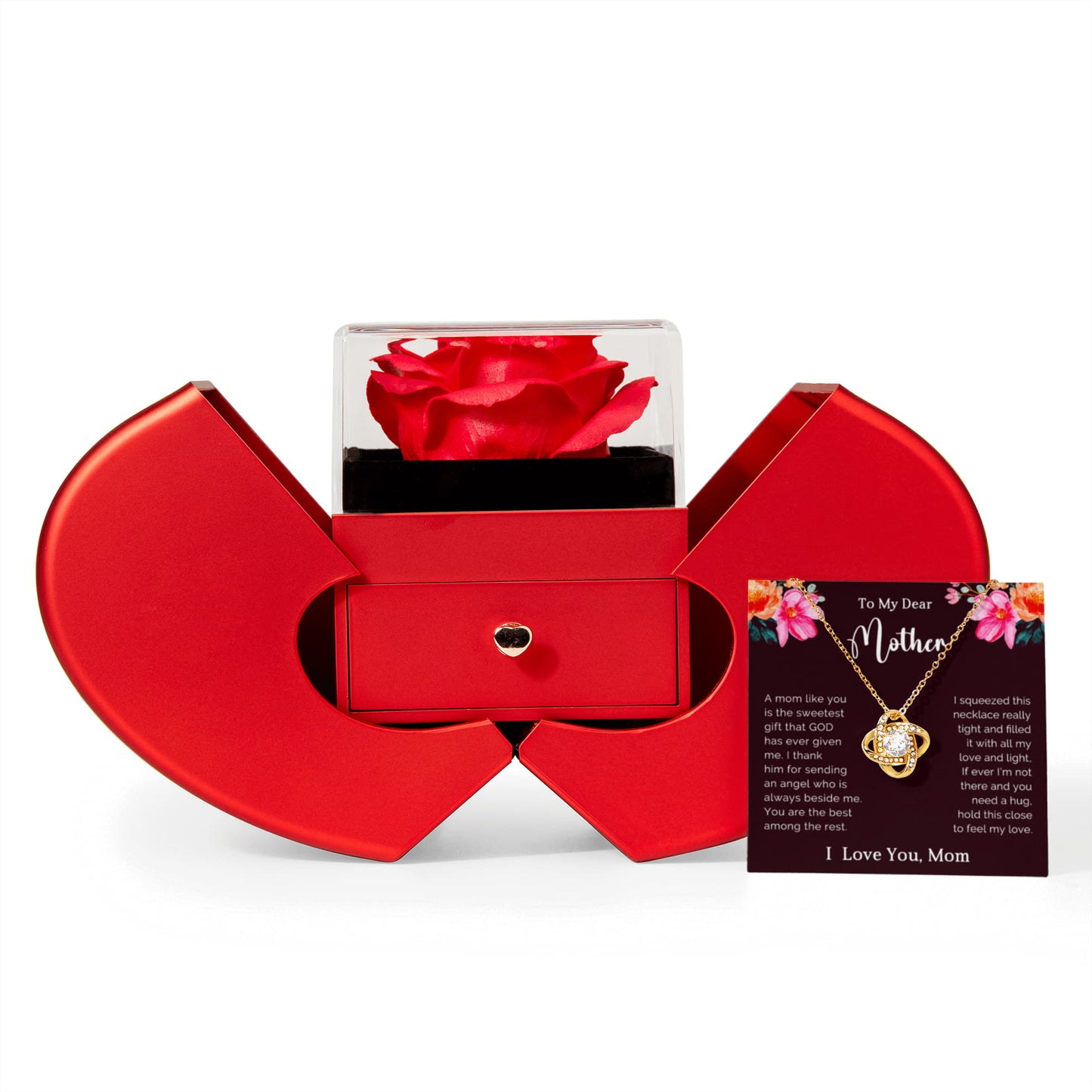 To My Mom Preserved Rose Necklace Gift  Set