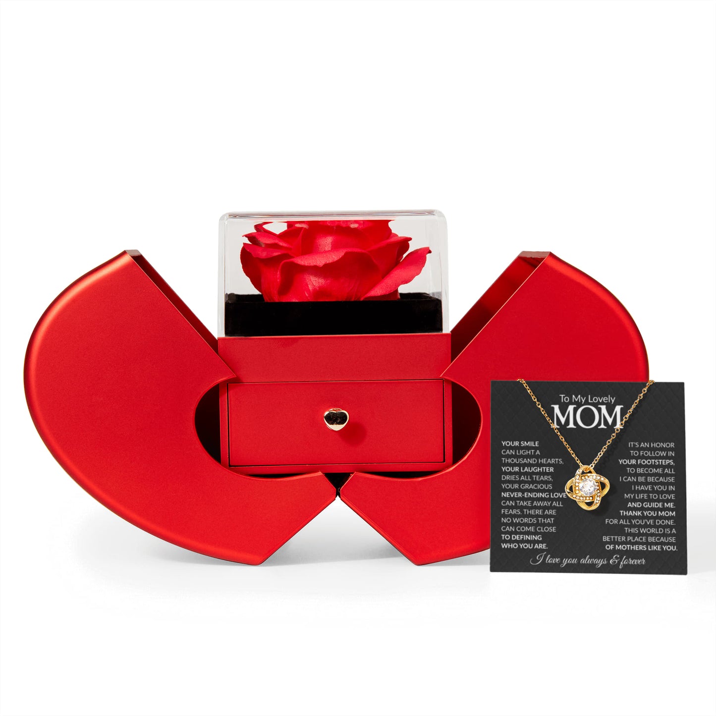 Mom Preserved Rose Necklace Gift  Set