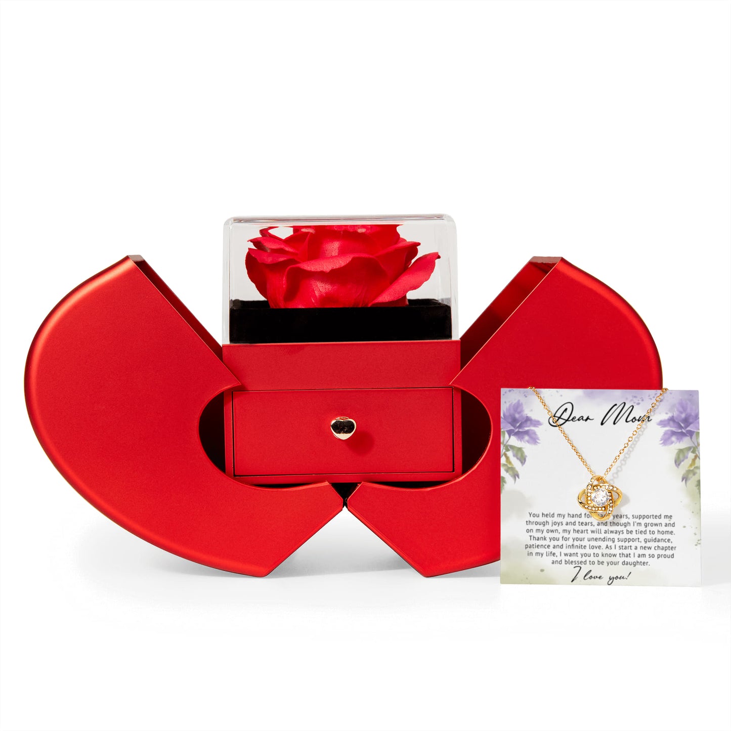 To My Mom Preserved Rose Necklace Gift  Set