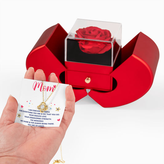To My Mom Preserved Rose Necklace Gift  Set