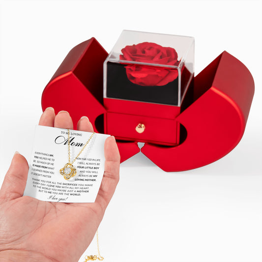 To My Mom Preserved Rose Necklace Gift  Set