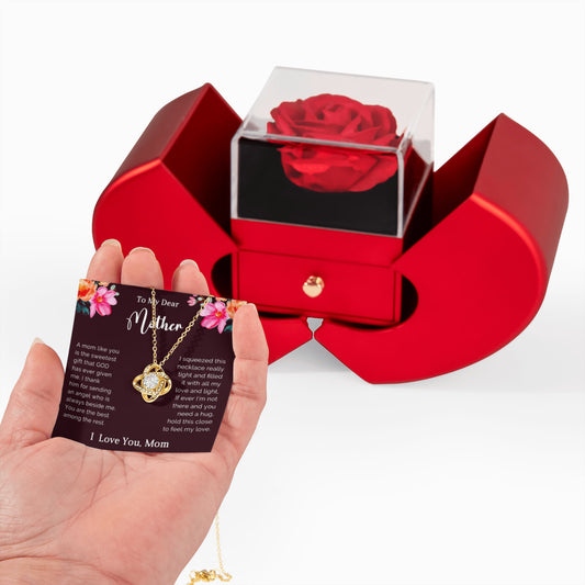To My Mom Preserved Rose Necklace Gift  Set