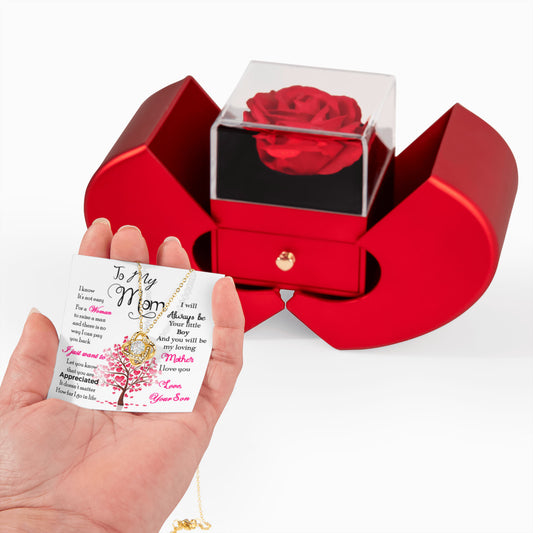 To My Mom Preserved Rose Necklace Gift  Set From Son