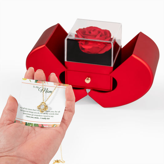 To My Mom Preserved Rose Necklace Gift  Set