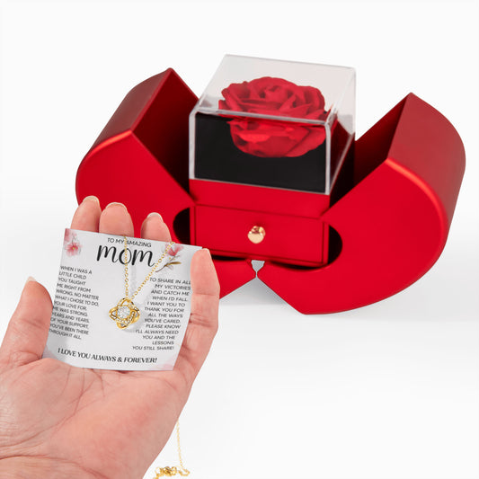 To My Mom Preserved Rose Necklace Gift  Set
