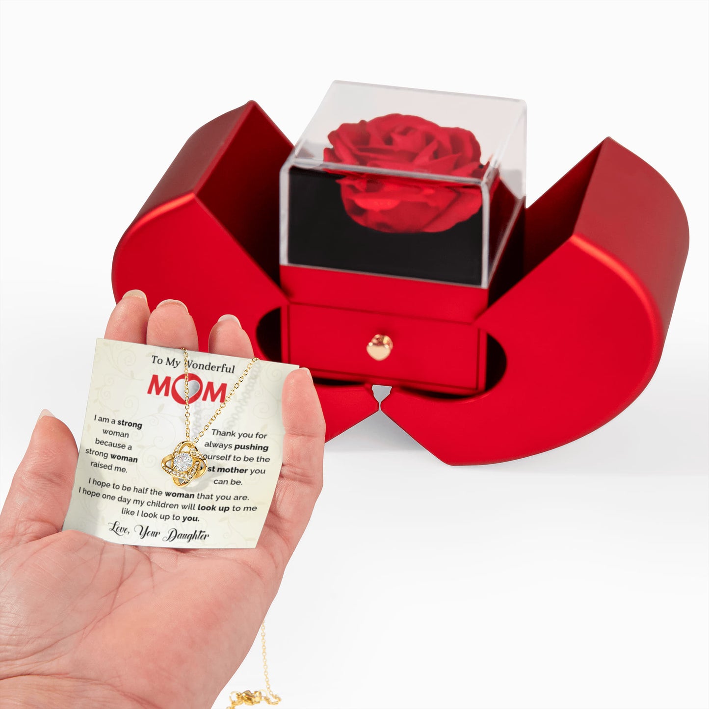 To My Mom Preserved Rose Necklace Gift  Set