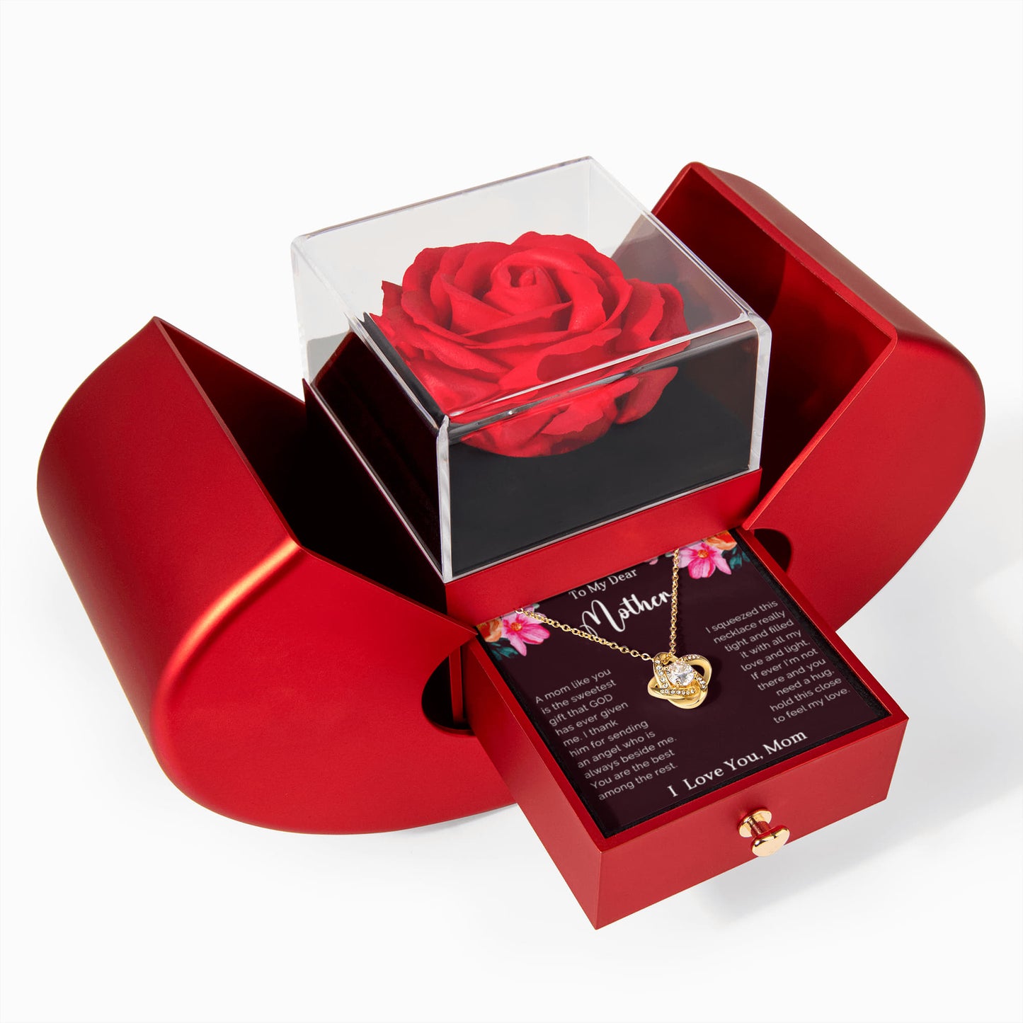 To My Mom Preserved Rose Necklace Gift  Set