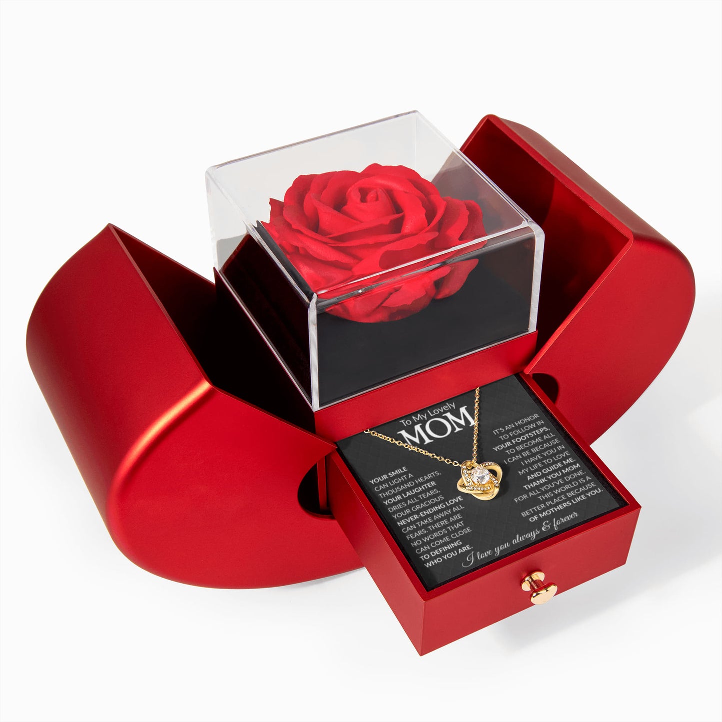 Mom Preserved Rose Necklace Gift  Set