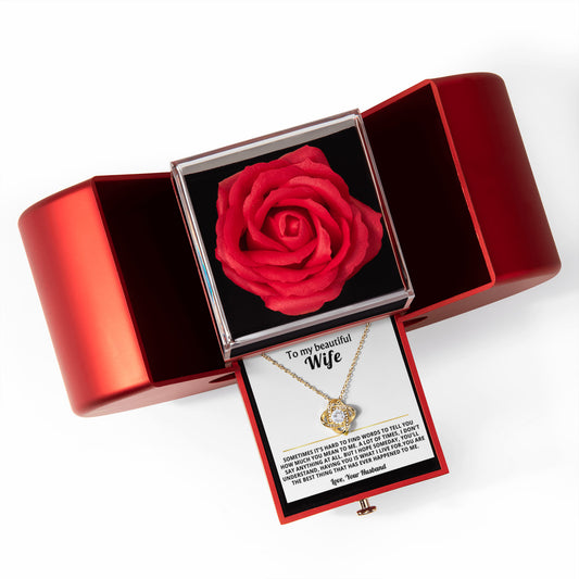 To My Wife Love Knot Necklace and Rose Gift Box Set