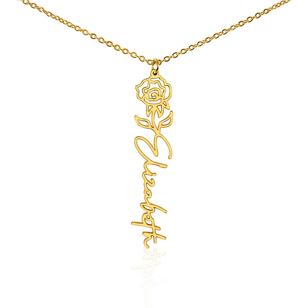Birth Flower Name Necklace-[Heartfelt Family Gift]