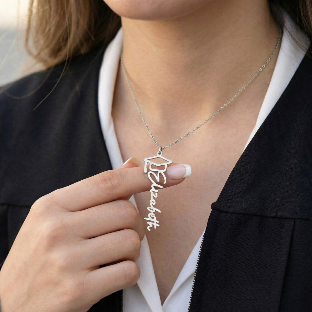 Graduation Cap Name Necklace