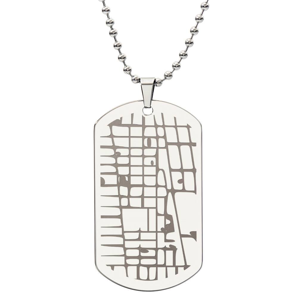 Engraved Map Dog Tag Necklace