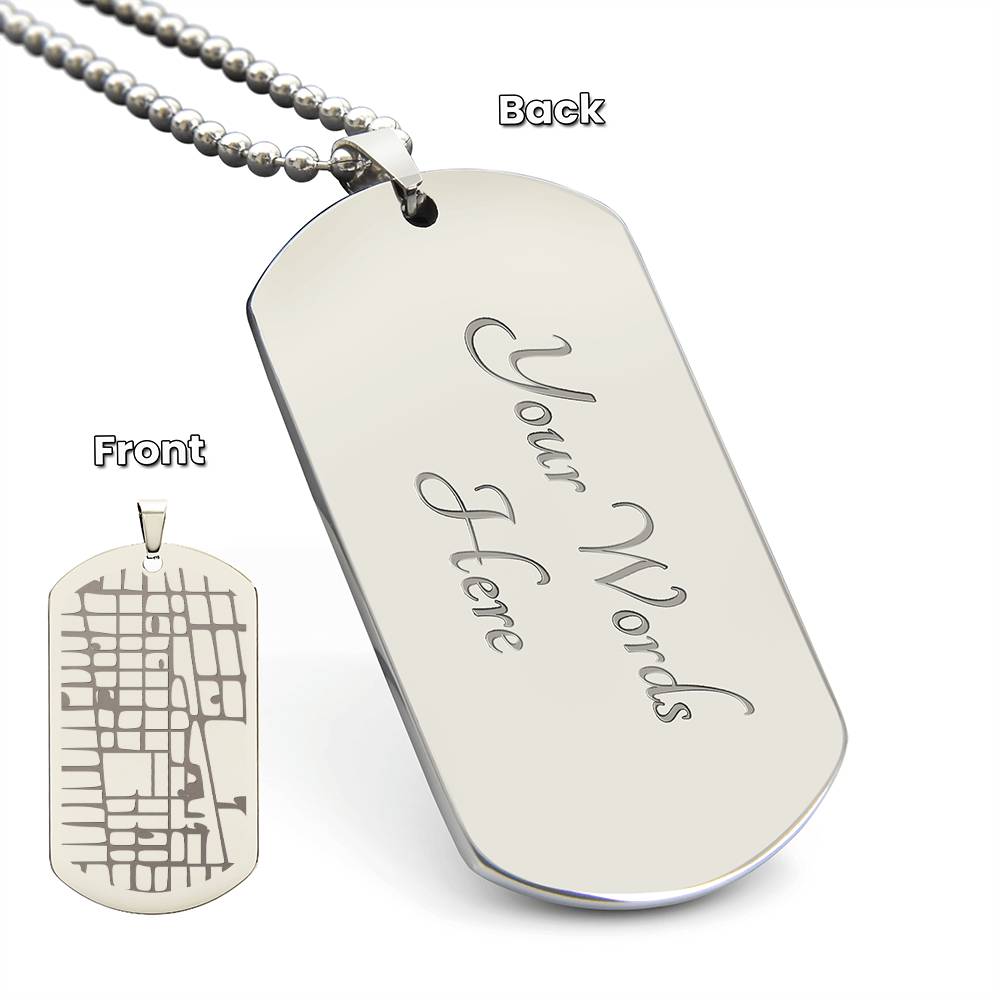 Engraved Map Dog Tag Necklace