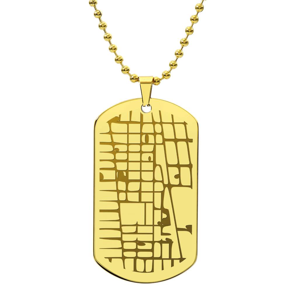 Engraved Map Dog Tag Necklace