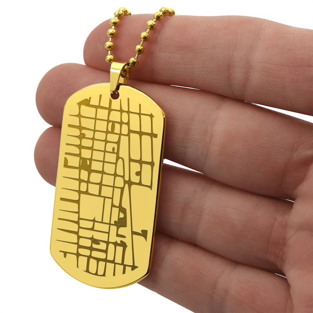 Engraved Map Dog Tag Necklace