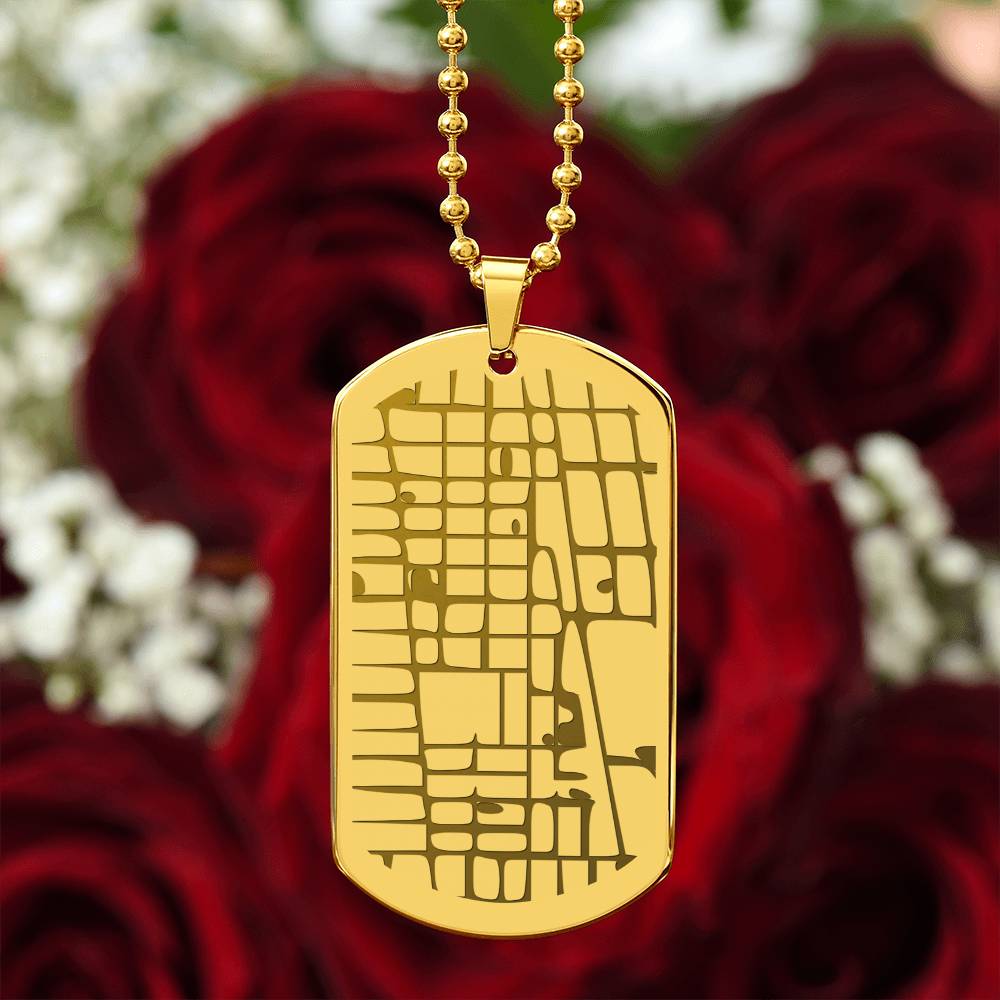 Engraved Map Dog Tag Necklace