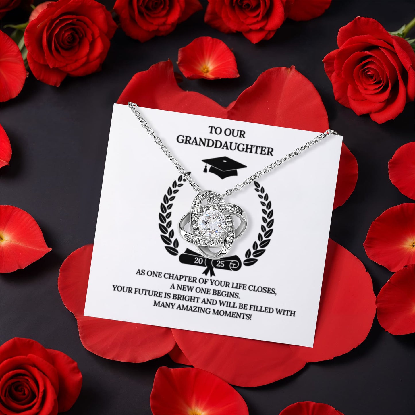 Granddaughter Graduation Gift Set - Necklace & Preserved Rose