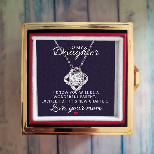 To Mom-to-Be From Her Mother Necklace & Rose Box