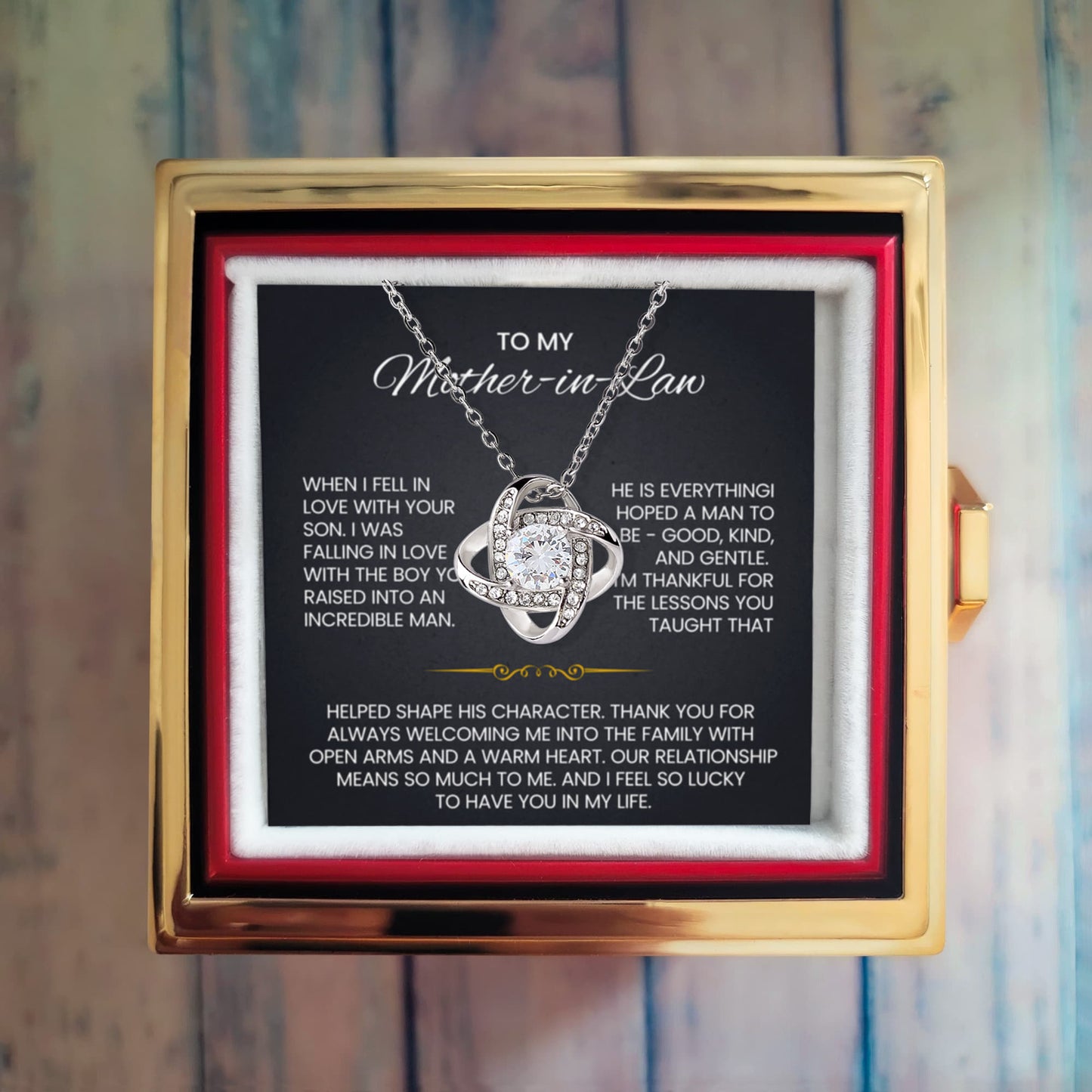 To My Mother in Law  necklace Rotating Rose Box