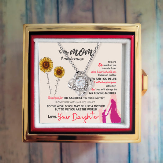 Mom     Rotating Rose Box  Love Knot Necklace