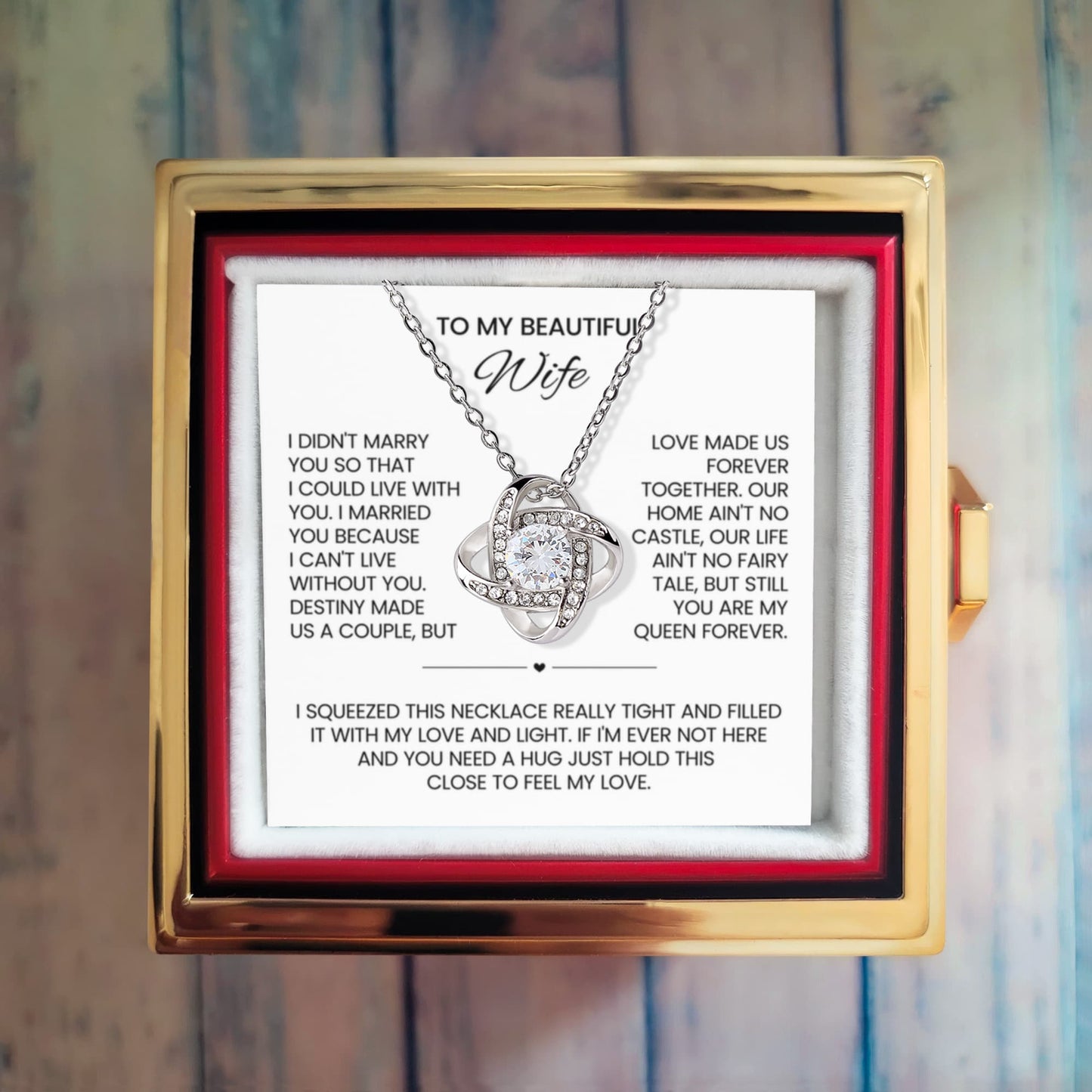 Wife Necklace and Preserved Rose Gift Set