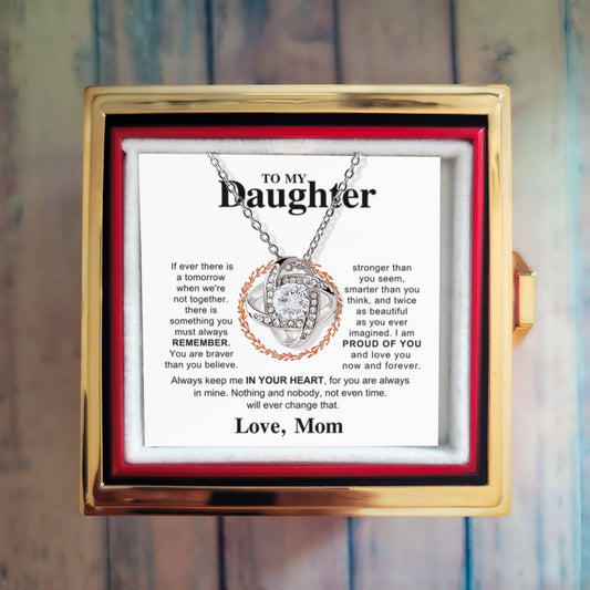 Daughter from Mom Rotating Rose Necklace Gift Set