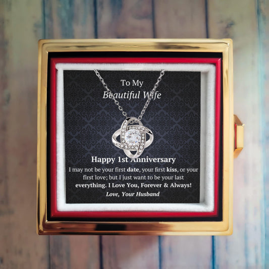 1st Anniversary Gift for WIfe -Rotating Rose Box Necklace Set
