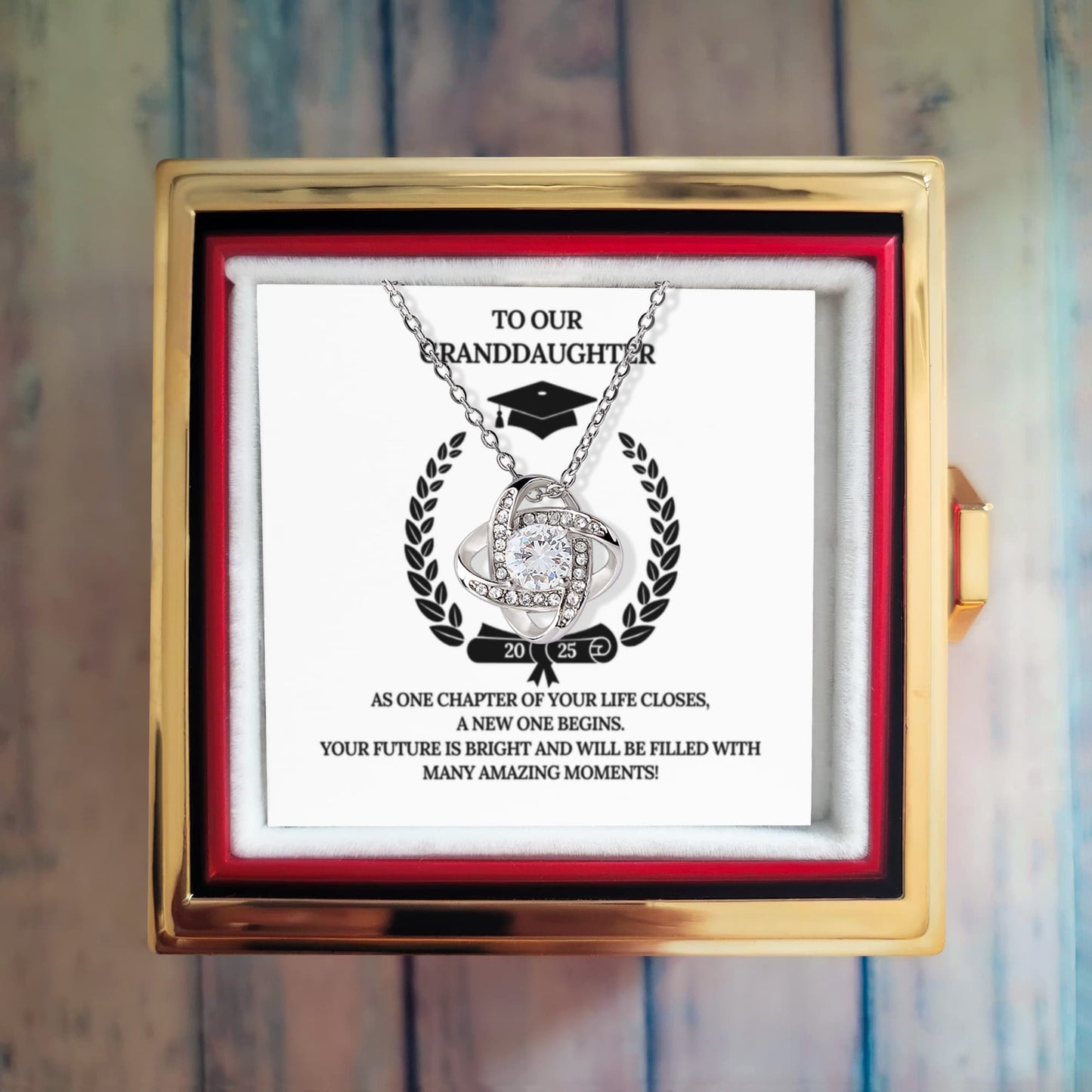Granddaughter Graduation Gift Set - Necklace & Preserved Rose