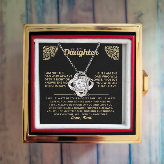 Daughter from Dad Rotating Rose Necklace Gift Set