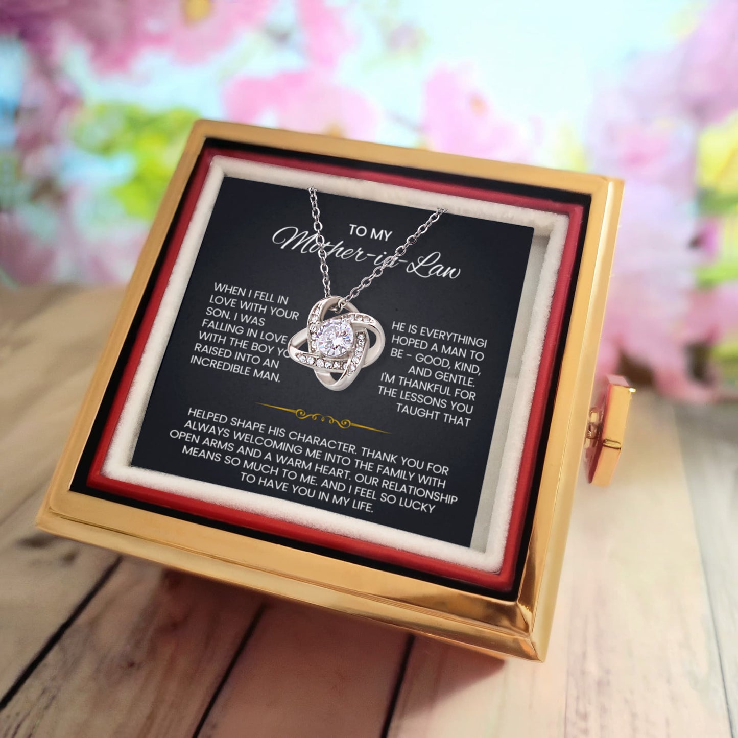 To My Mother in Law  necklace Rotating Rose Box