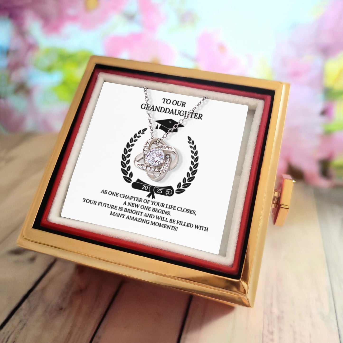 Granddaughter Graduation Gift Set - Necklace & Preserved Rose