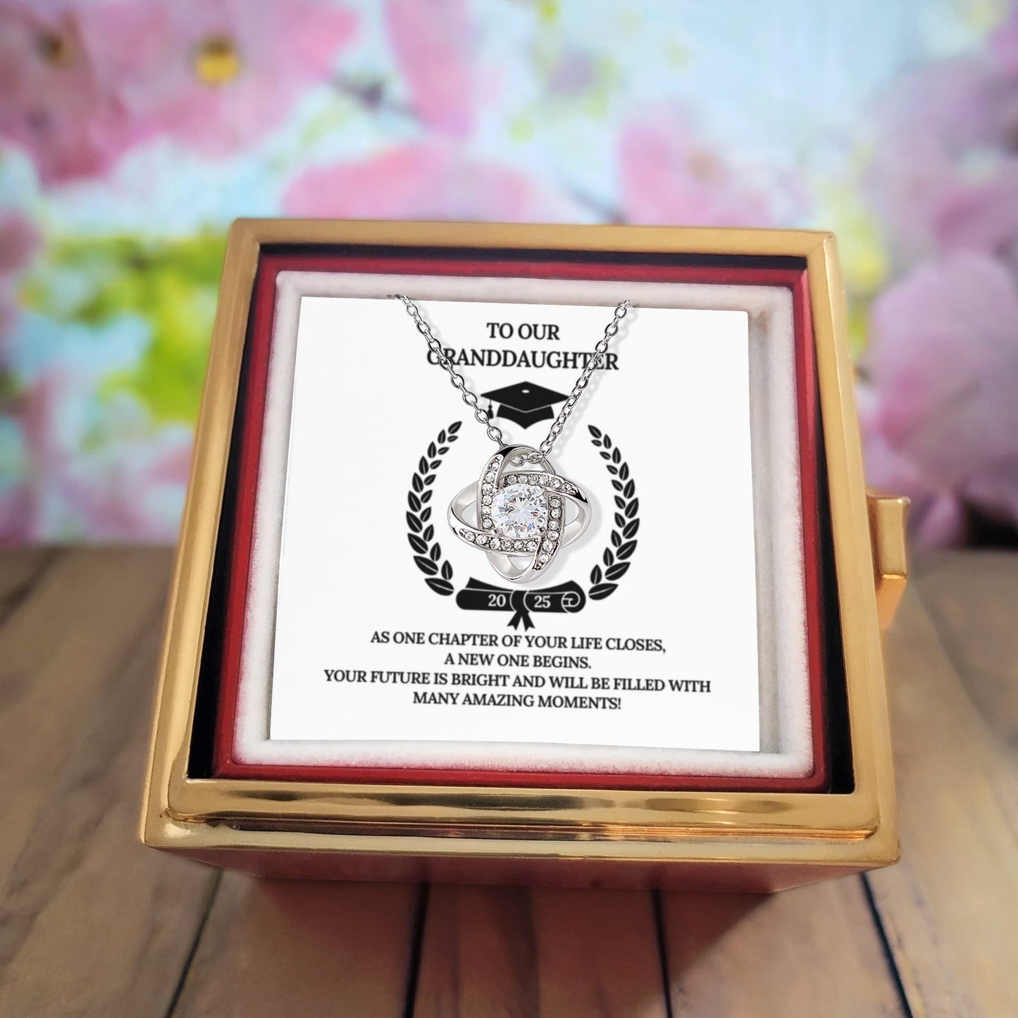 Granddaughter Graduation Gift Set - Necklace & Preserved Rose