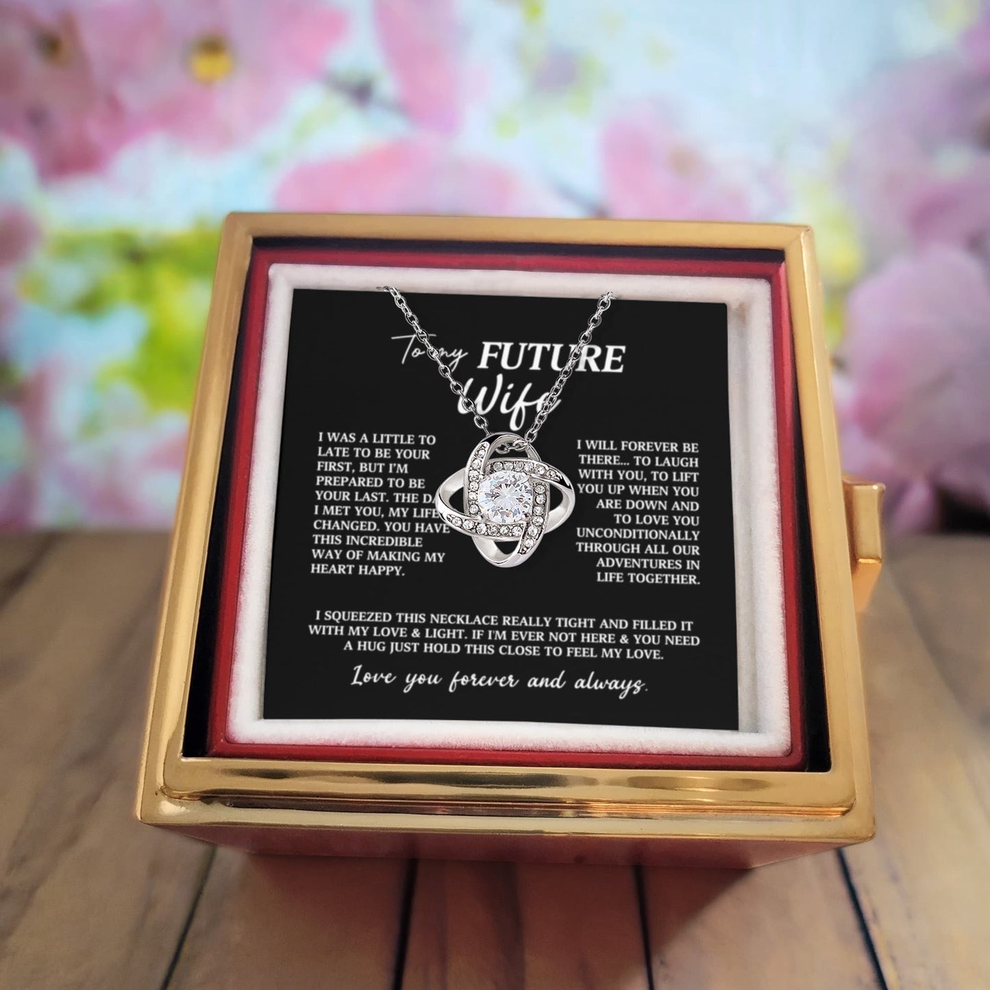 To My Fiancée Preserved Rose and Necklace Gift Set