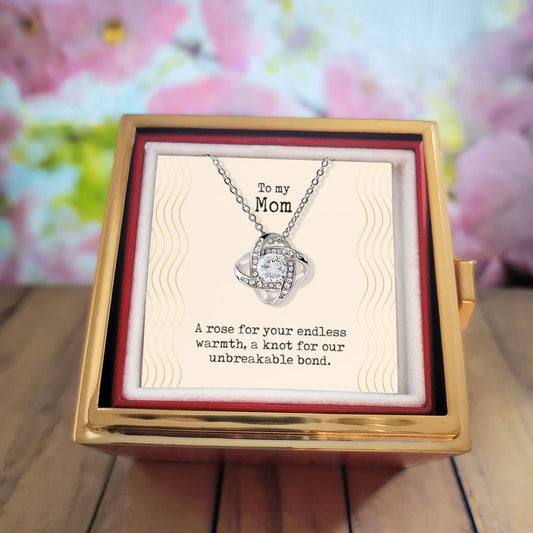 Mom Rotating Rose Box Necklace Gift Set